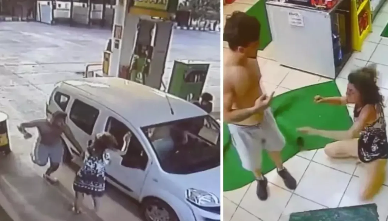 Akaryakıt istasyonunda dehşet! Genç kadın hiç tanımadığı bir adam tarafından öldüresiye dövüldü