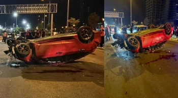 Motosiklete çarpan otomobil takla attı: 3 ölü