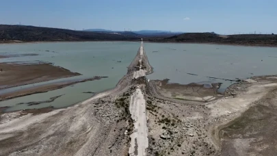 Kuraklık alarmı! Eski kara yolu ortaya çıktı