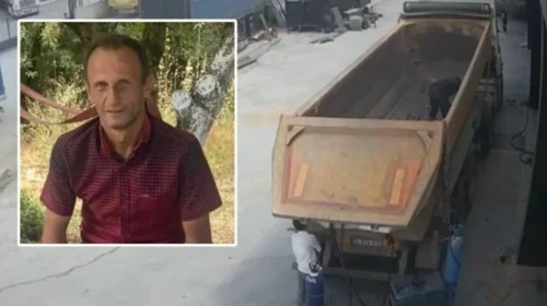 Kamyoncunun acı ölümü kamerada