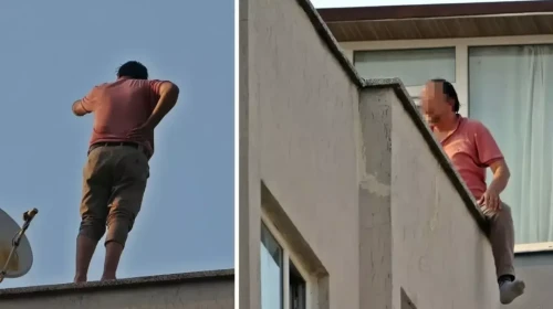 Eşine kızıp çatıya çıktı! Eylem yapan adam ekiplere köşe kapmaca oynattı